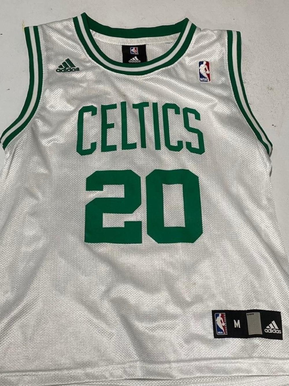 Adidas Boston Celtics White & Green Ray Allen #20 Jersey - Kids Medium